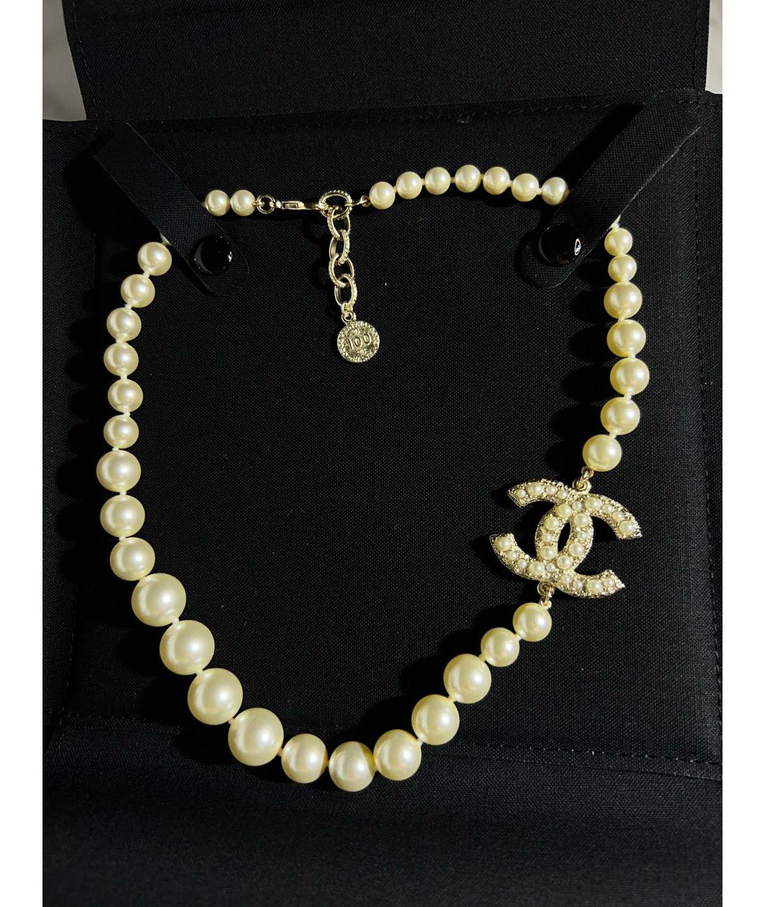 CHANEL Белое жемчужное колье, фото 2