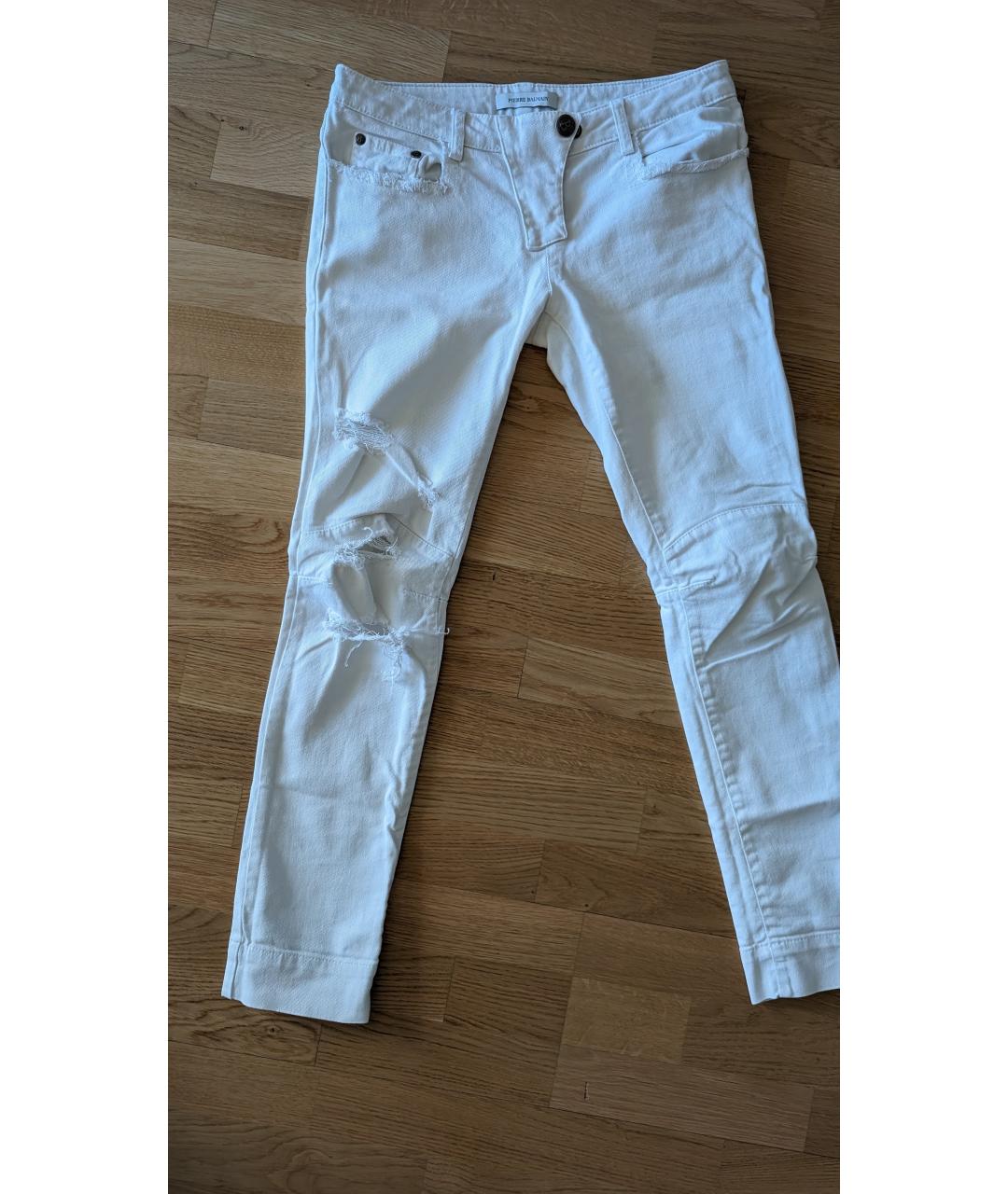 PIERRE BALMAIN Белые хлопковые джинсы слим, фото 6
