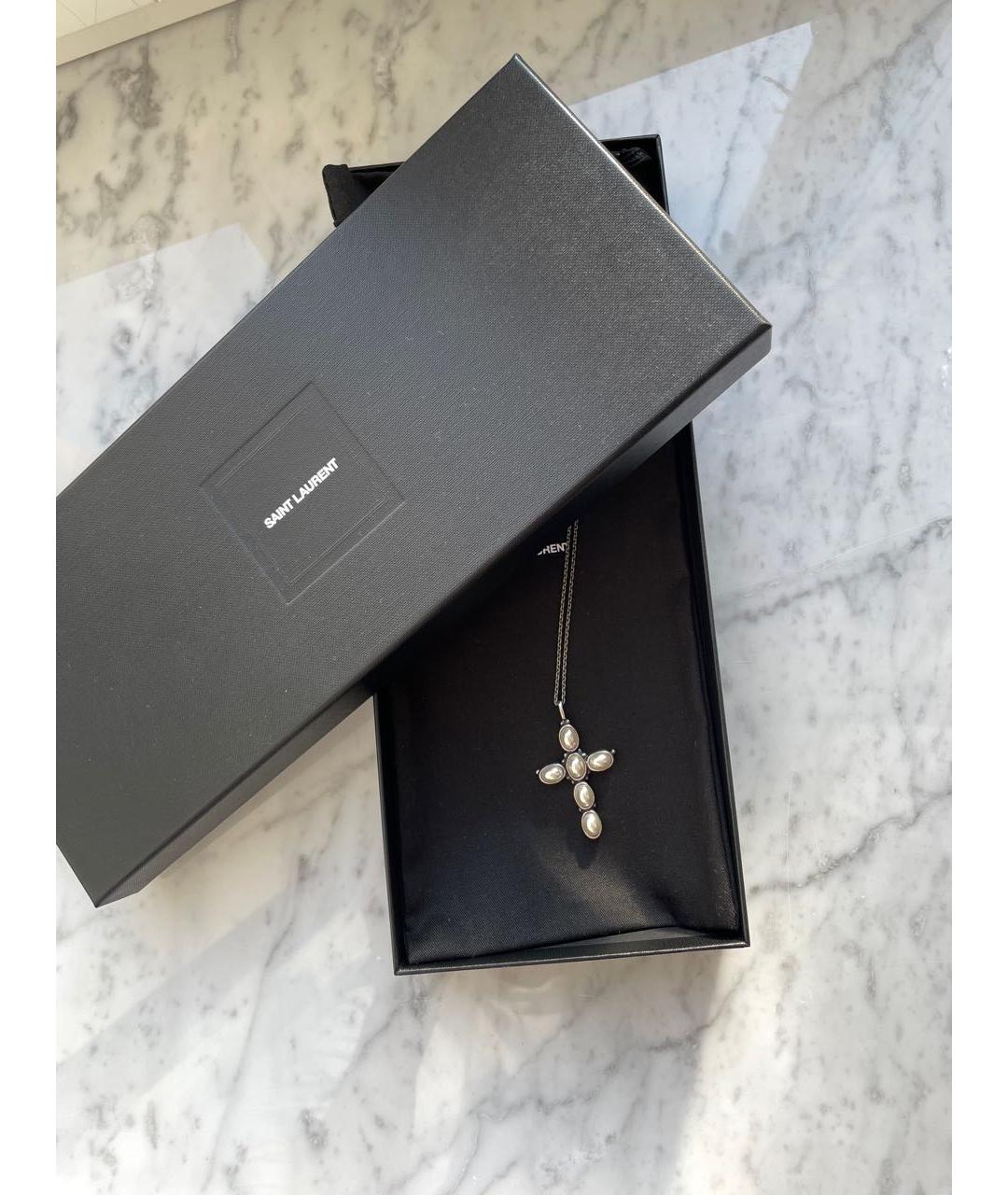 SAINT LAURENT Серебряная жемчужная подвеска, фото 6