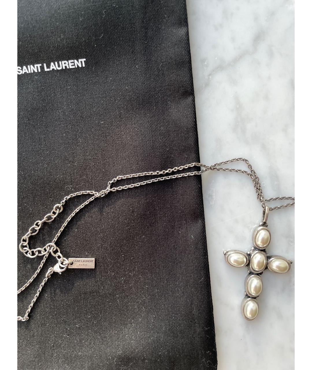 SAINT LAURENT Серебряная жемчужная подвеска, фото 5