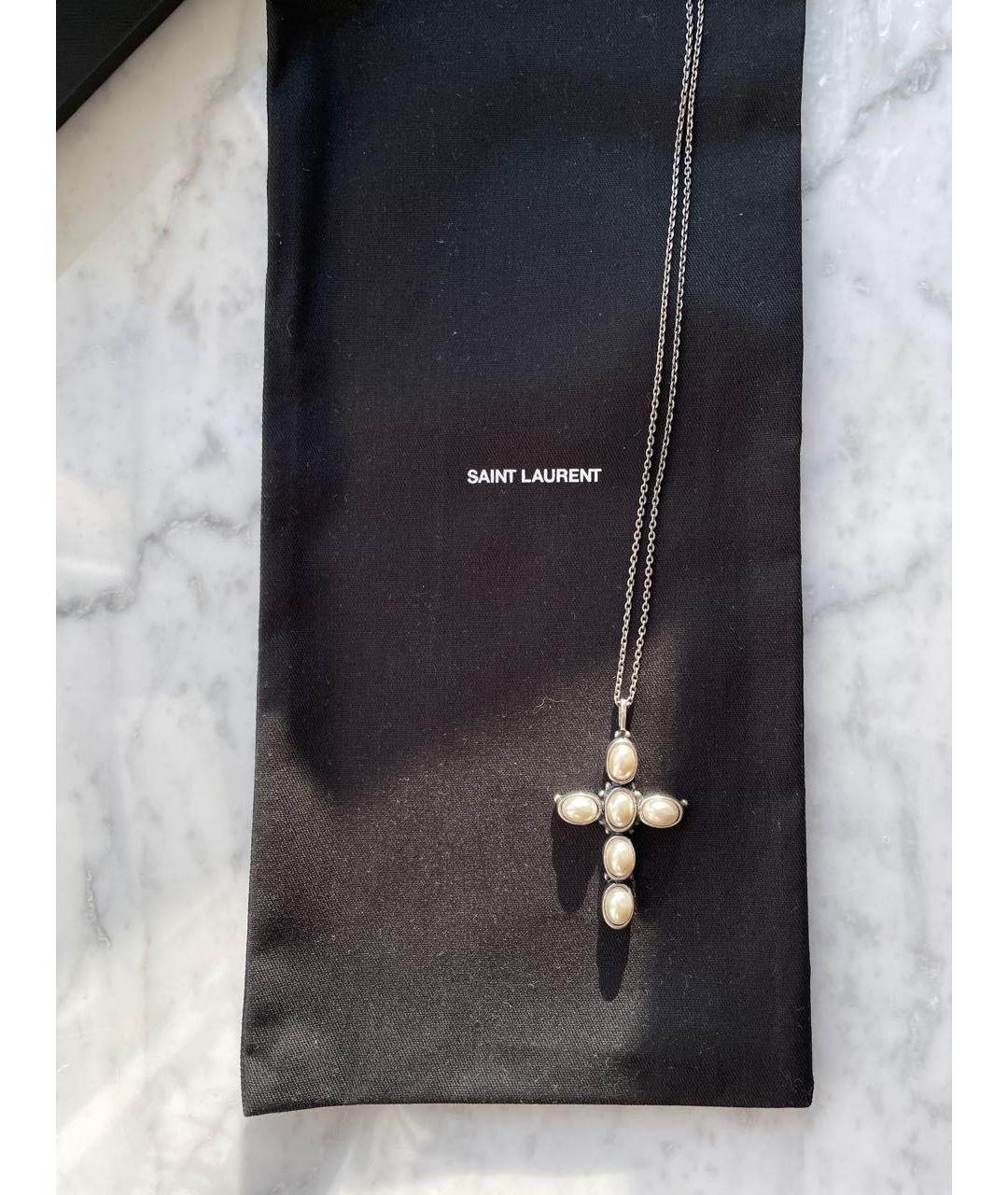 SAINT LAURENT Серебряная жемчужная подвеска, фото 2