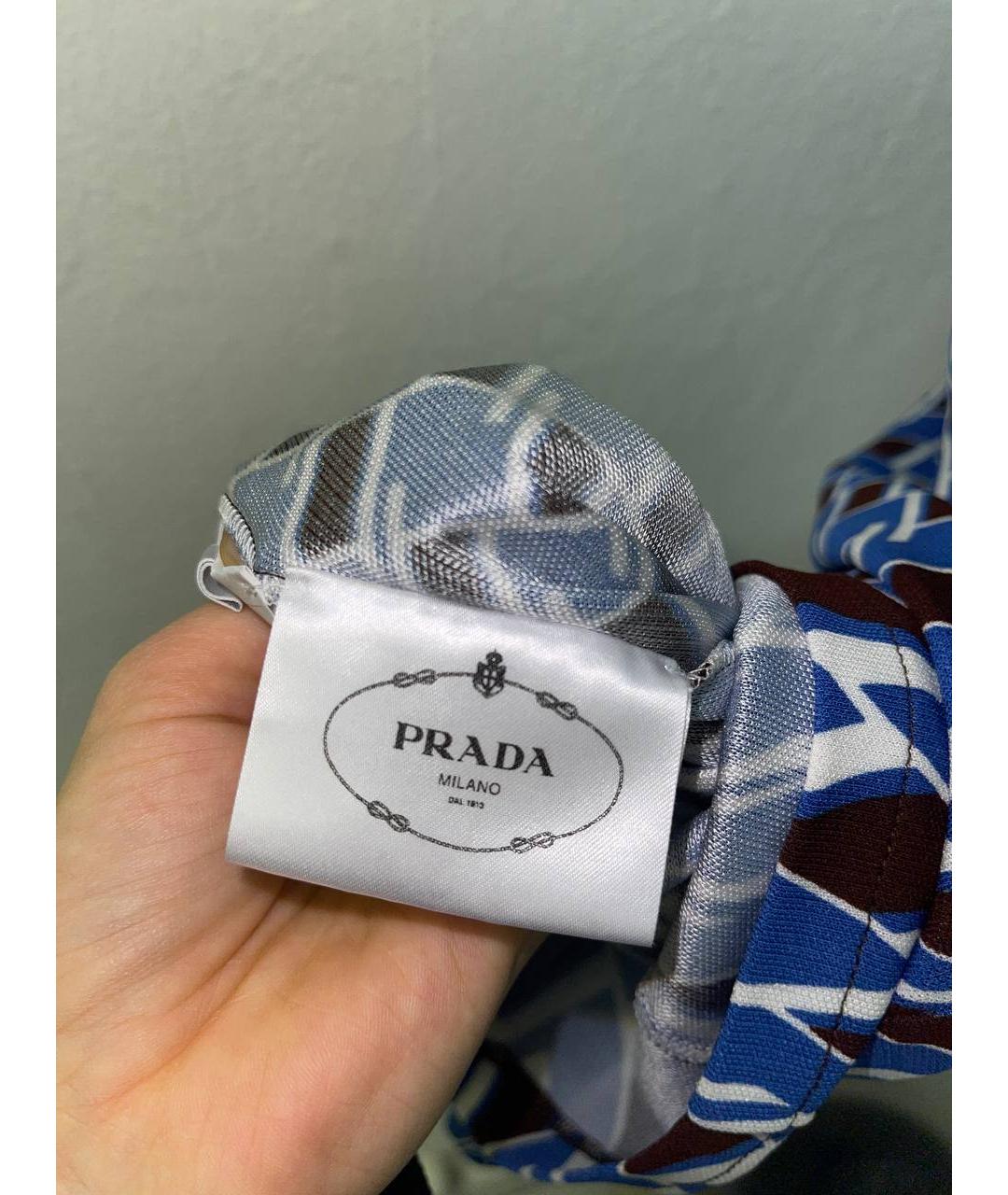 PRADA Синяя шелковая блузы, фото 9