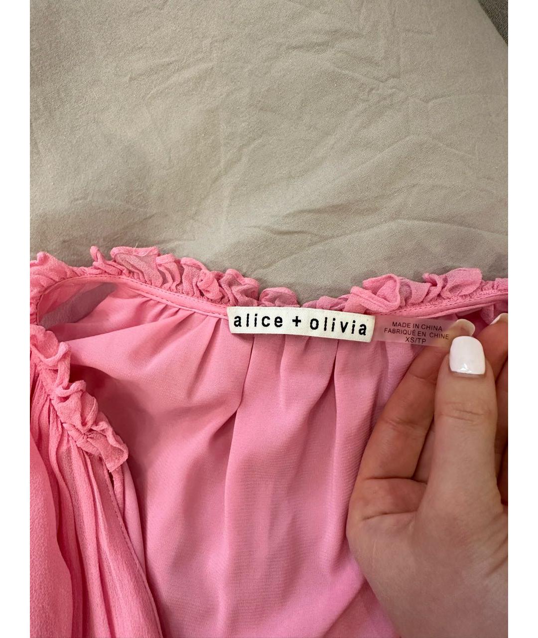 ALICE+OLIVIA Розовое шифоновое коктейльное платье, фото 2