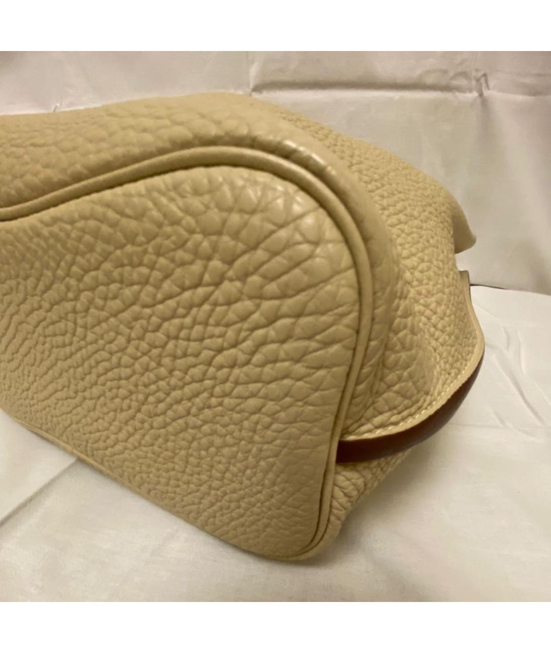 HERMES Бежевая кожаная сумка через плечо, фото 7