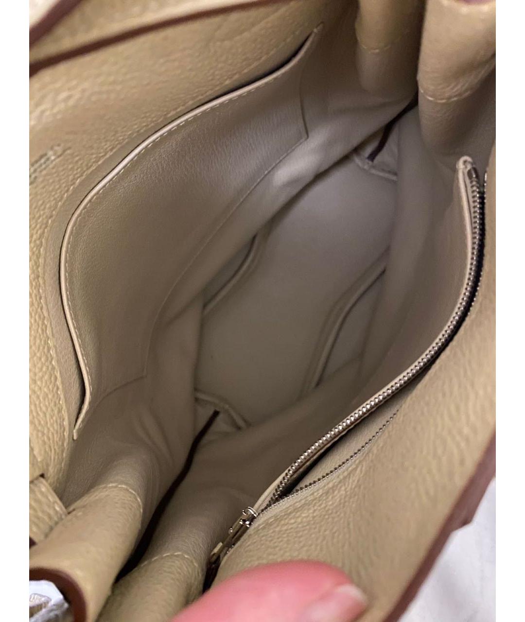 HERMES Бежевая кожаная сумка через плечо, фото 8