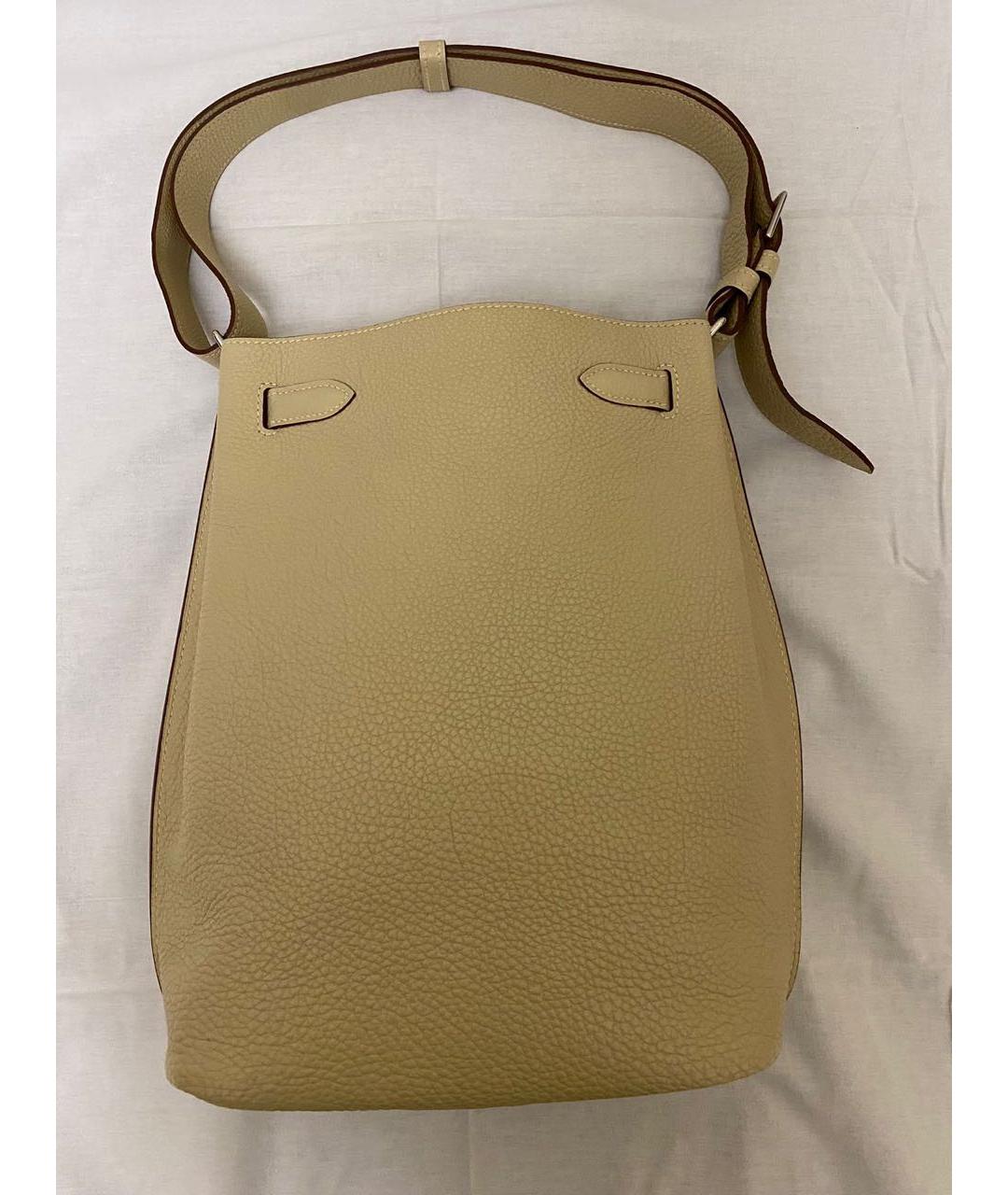HERMES Бежевая кожаная сумка через плечо, фото 2