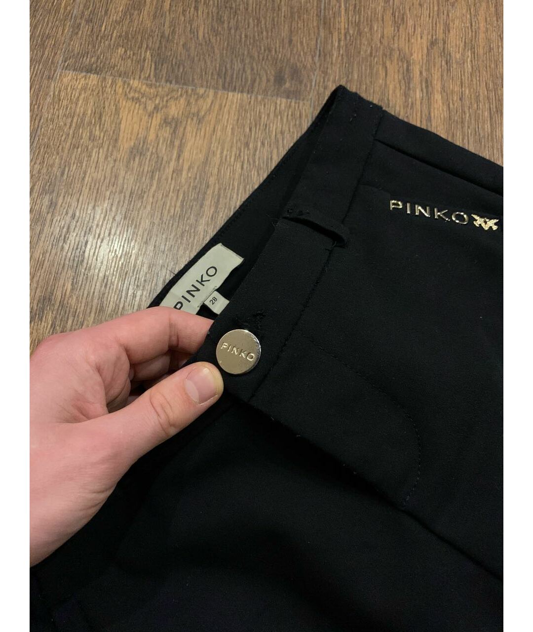 PINKO Черные хлопко-эластановые брюки узкие, фото 3