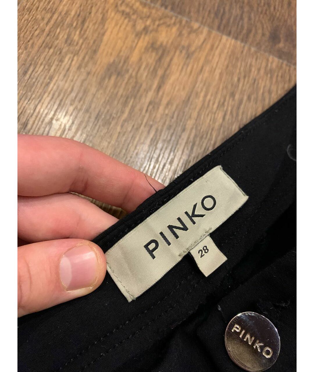 PINKO Черные хлопко-эластановые брюки узкие, фото 5