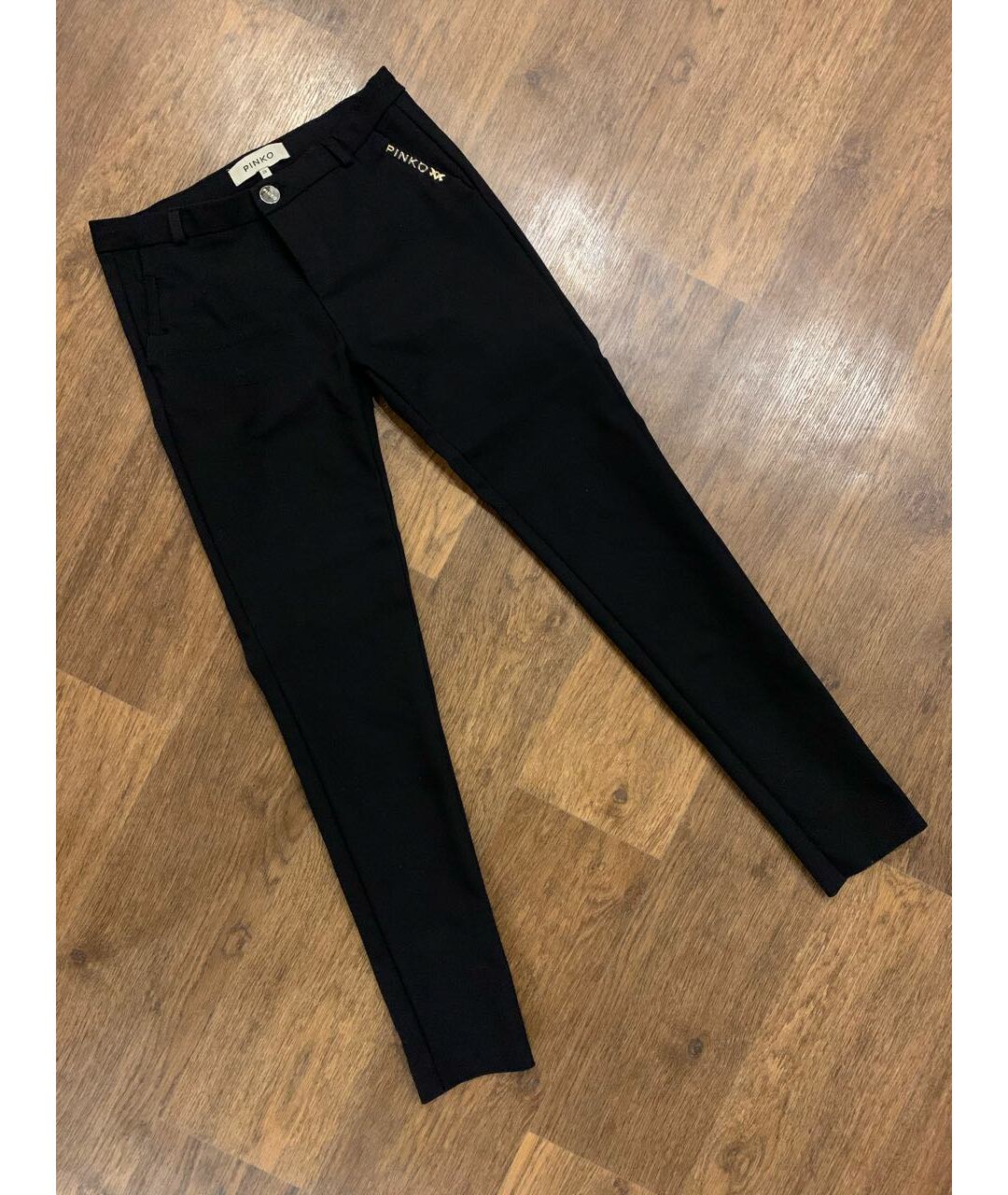 PINKO Черные хлопко-эластановые брюки узкие, фото 7