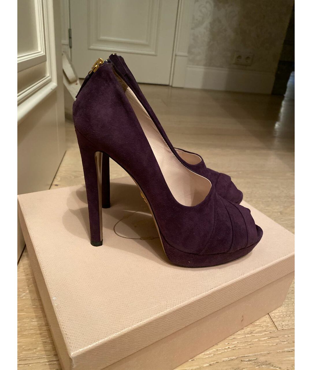 PRADA Фиолетовые замшевые туфли, фото 5