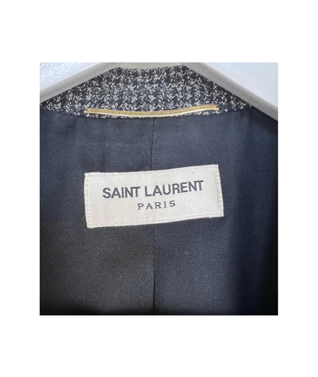 SAINT LAURENT Серый шерстяной жакет/пиджак, фото 3