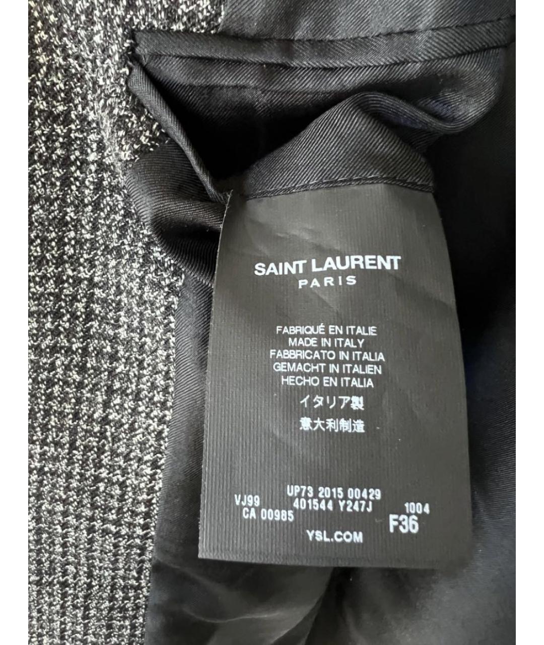 SAINT LAURENT Серый шерстяной жакет/пиджак, фото 4