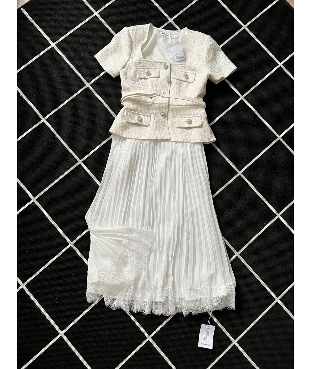 SELF-PORTRAIT Белое твидовое платье, фото 3