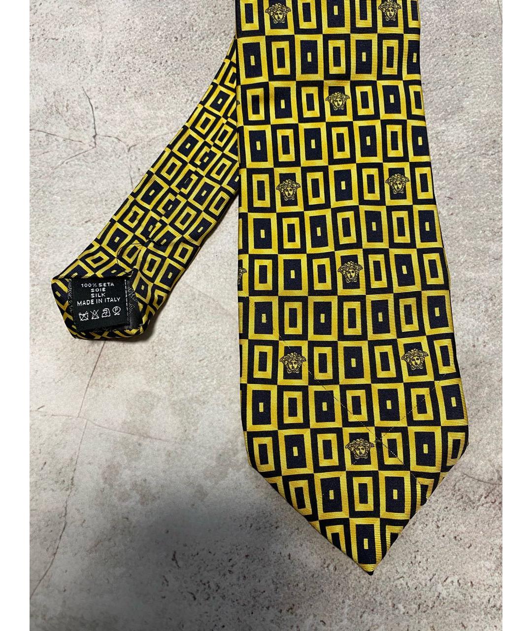 VERSACE Желтый шелковый галстук, фото 2