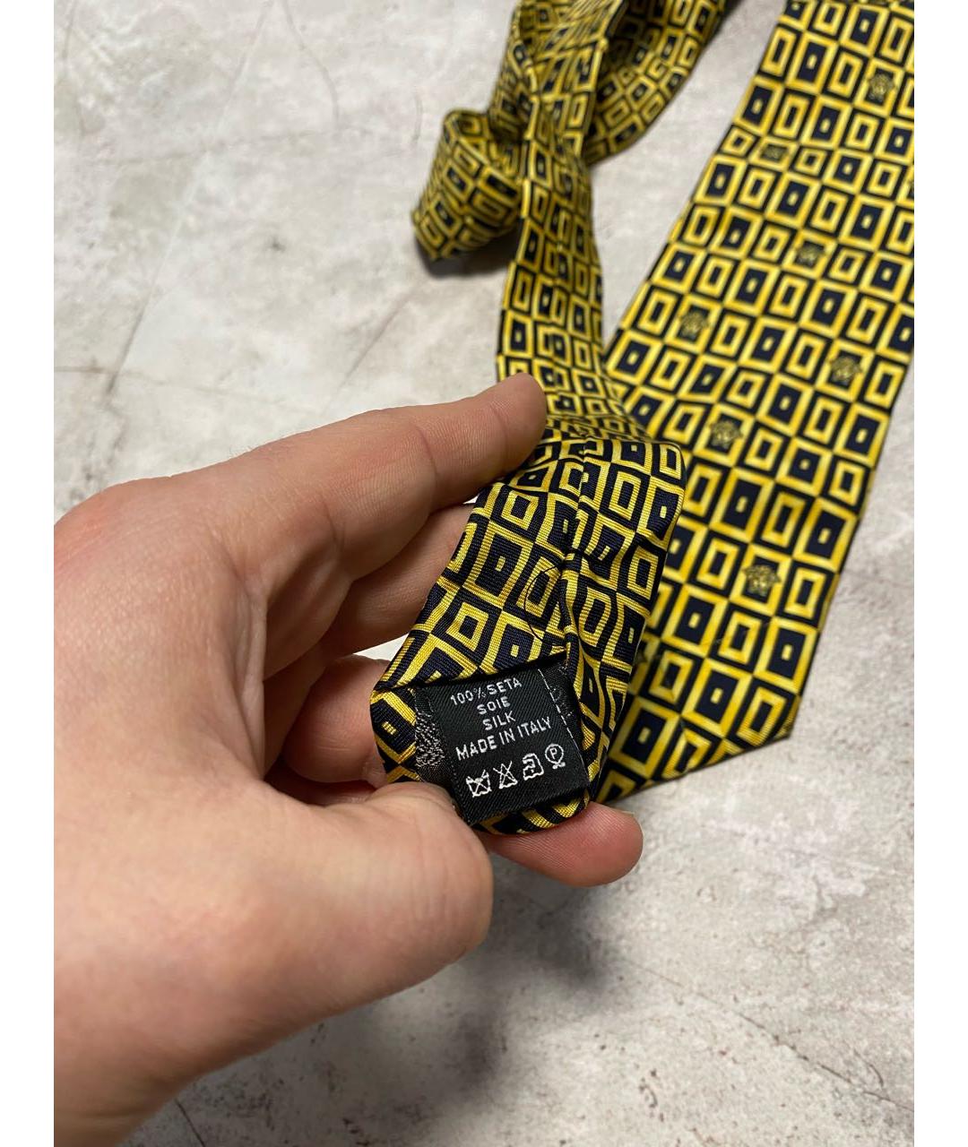 VERSACE Желтый шелковый галстук, фото 7
