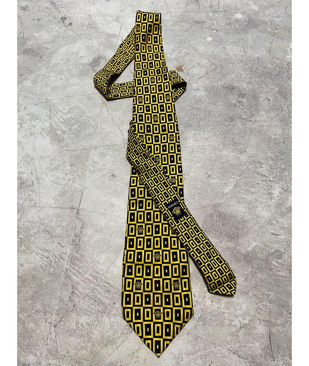 VERSACE Желтый шелковый галстук, фото 5