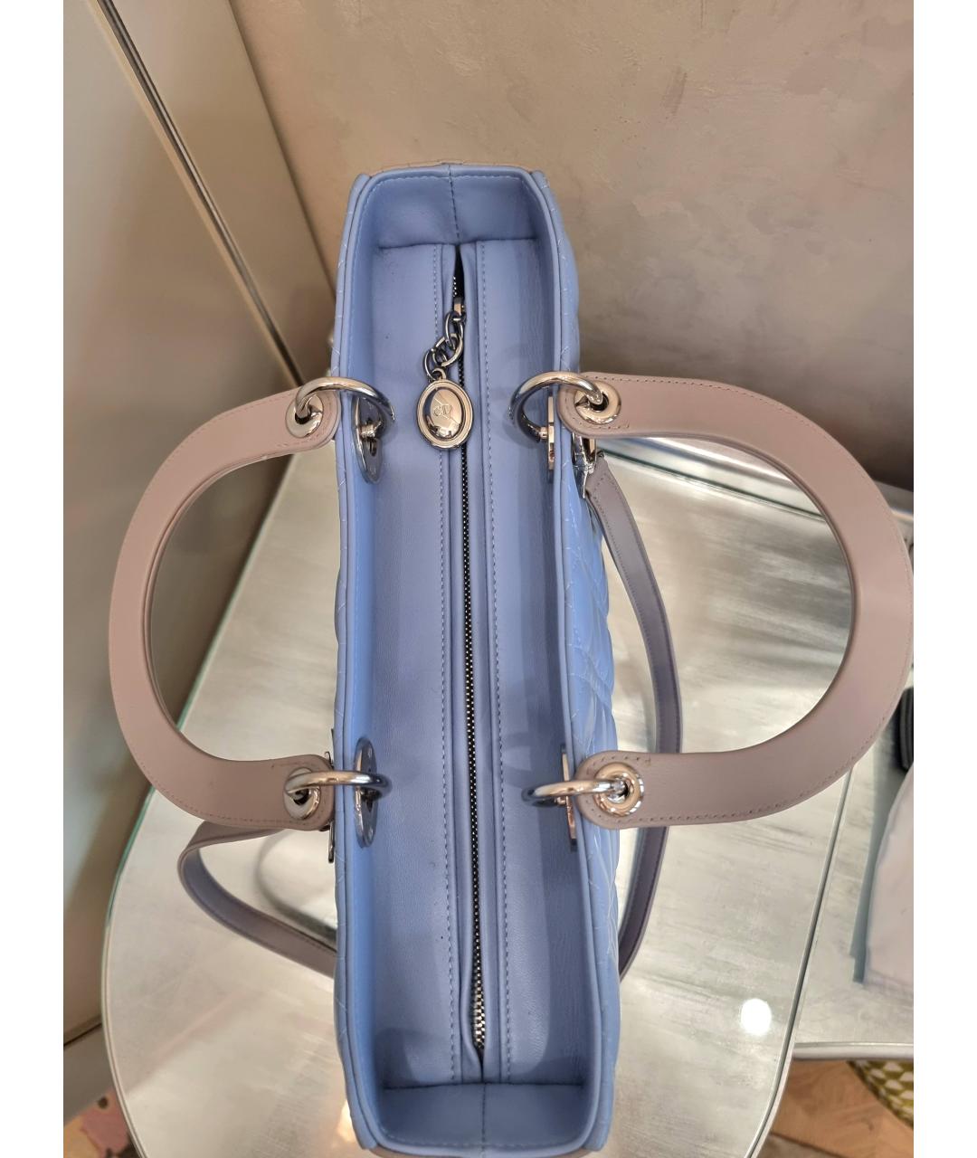 CHRISTIAN DIOR PRE-OWNED Голубая кожаная сумка с короткими ручками, фото 4