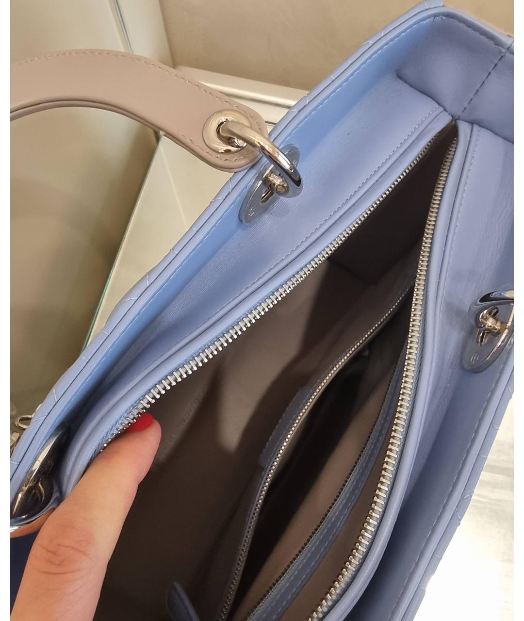 CHRISTIAN DIOR PRE-OWNED Голубая кожаная сумка с короткими ручками, фото 6