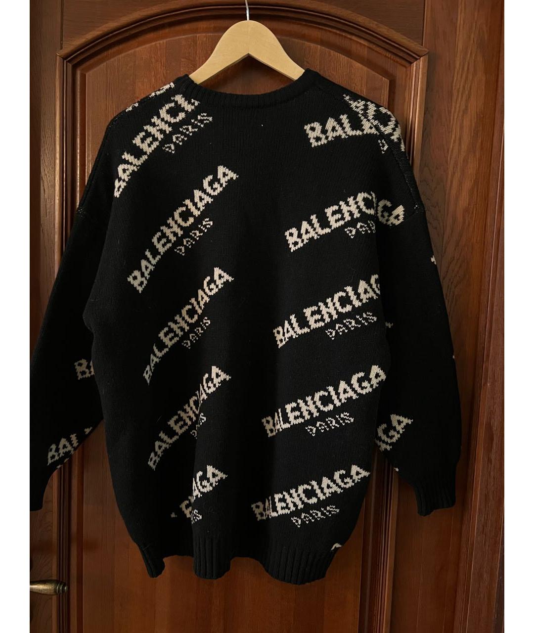 BALENCIAGA Черный шерстяной джемпер / свитер, фото 2
