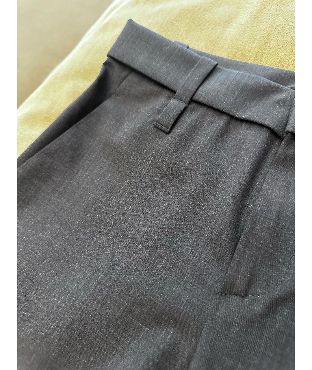BRUNELLO CUCINELLI Антрацитовые шерстяные брюки узкие, фото 4