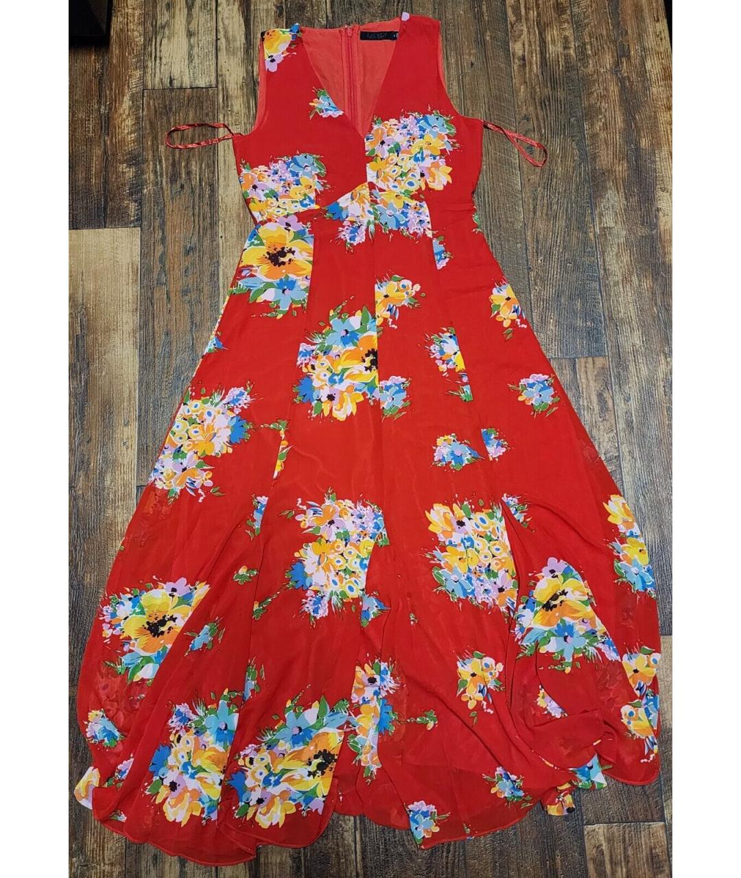 RALPH LAUREN Красное полиэстеровое повседневное платье, фото 4