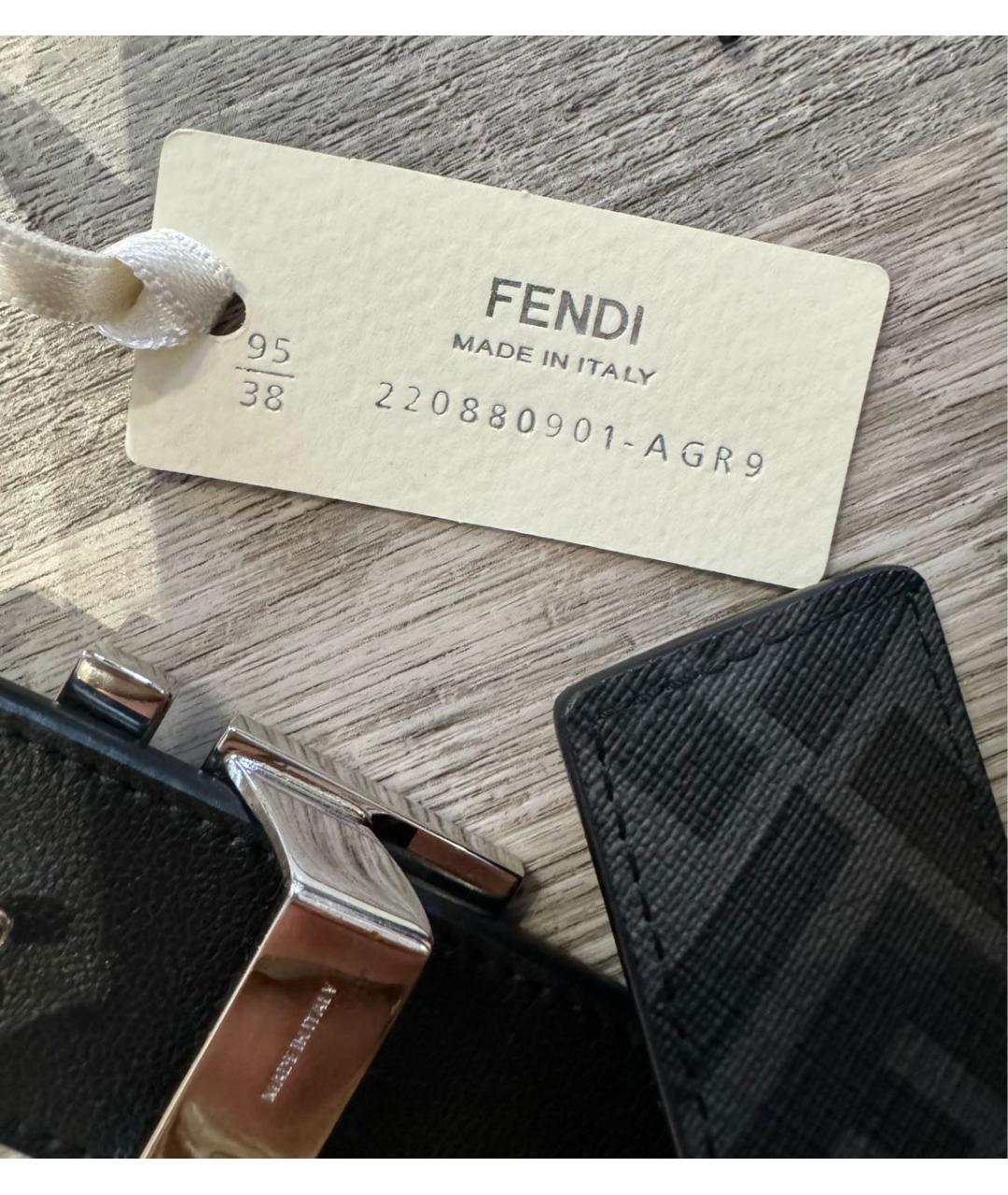 FENDI Черный кожаный ремень, фото 4