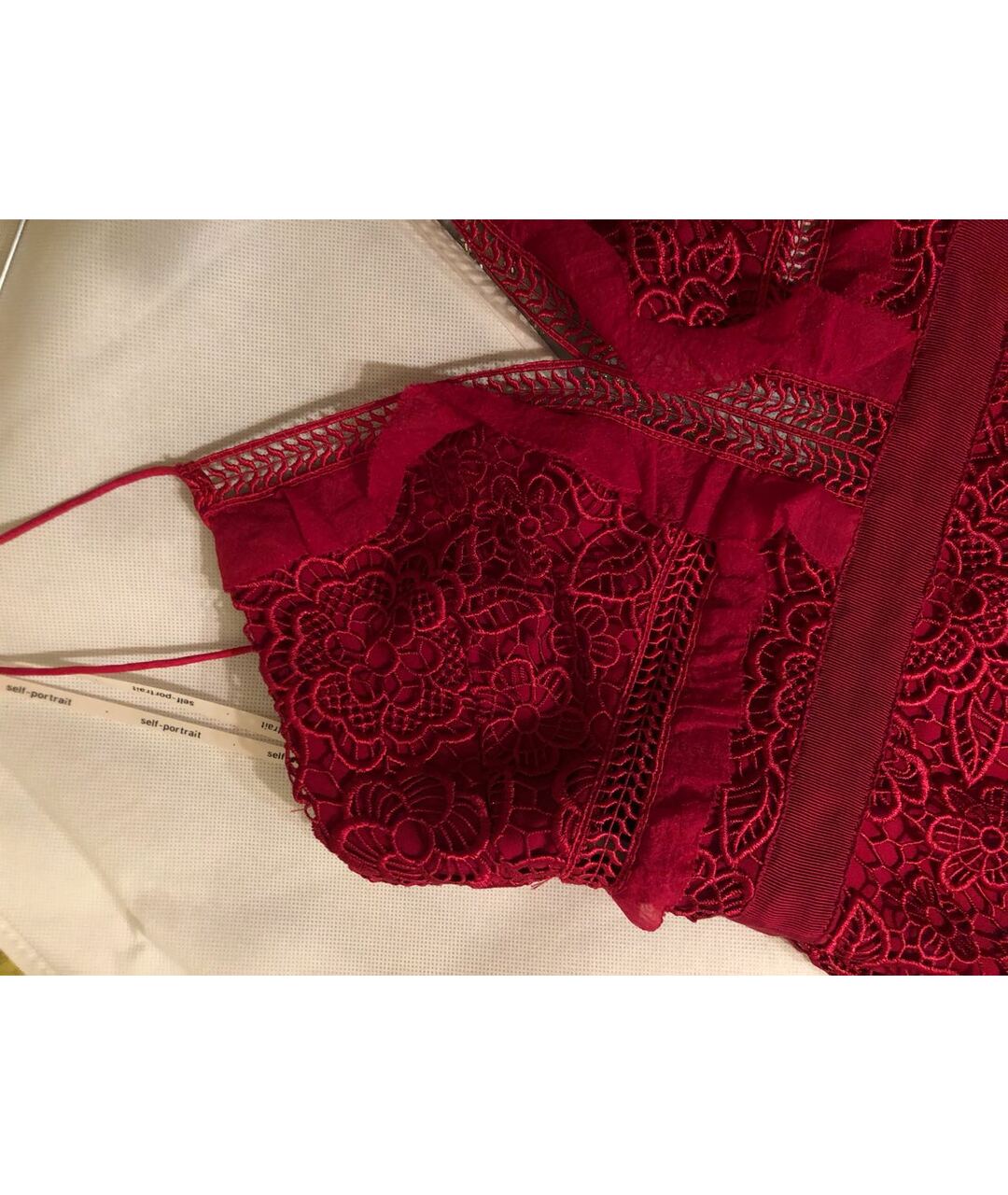 SELF-PORTRAIT Красное полиэстеровое коктейльное платье, фото 4