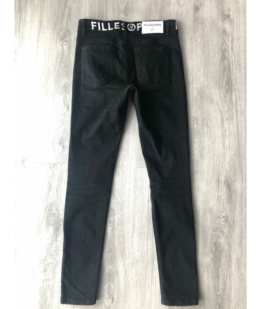 FILLES A PAPA Черные хлопко-эластановые джинсы слим, фото 5