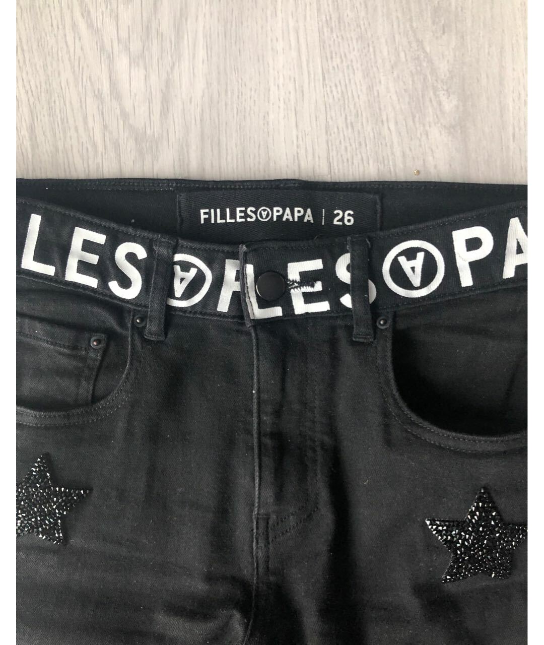 FILLES A PAPA Черные хлопко-эластановые джинсы слим, фото 8