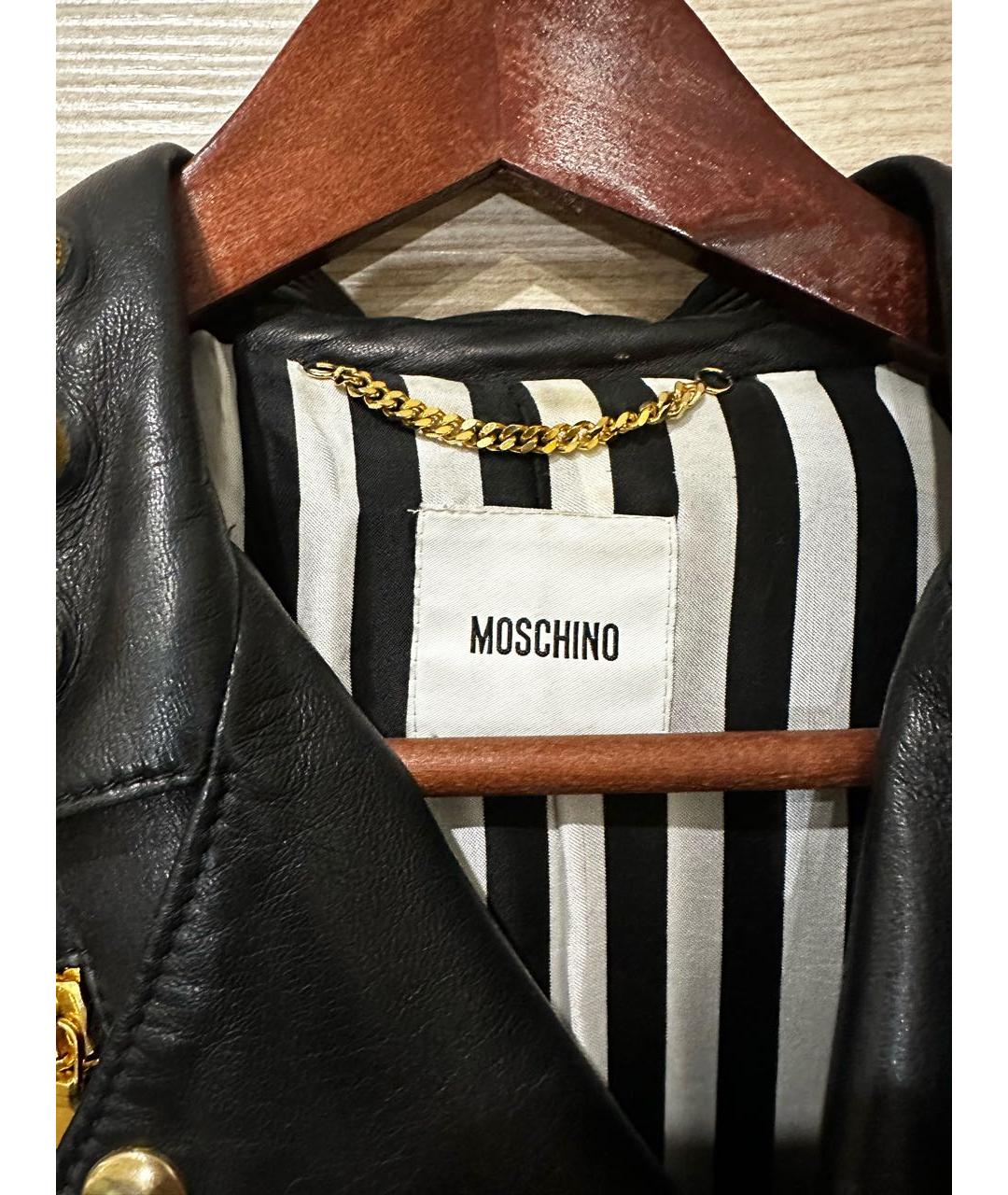 MOSCHINO Черная кожаная куртка, фото 3