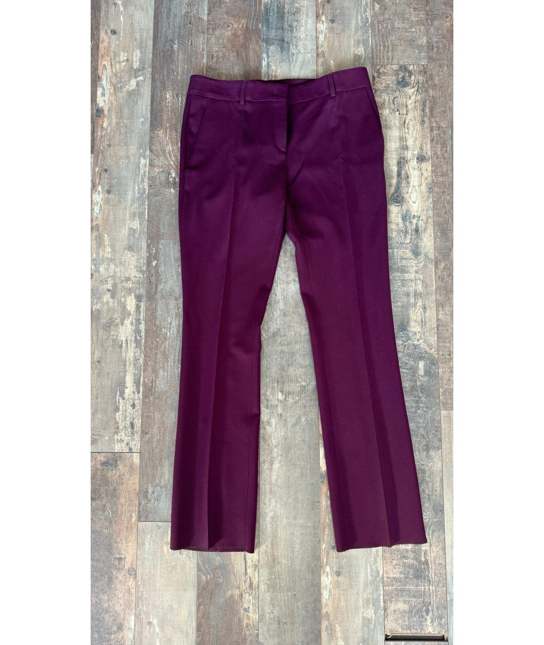 ETRO Бордовые шерстяные прямые брюки, фото 2