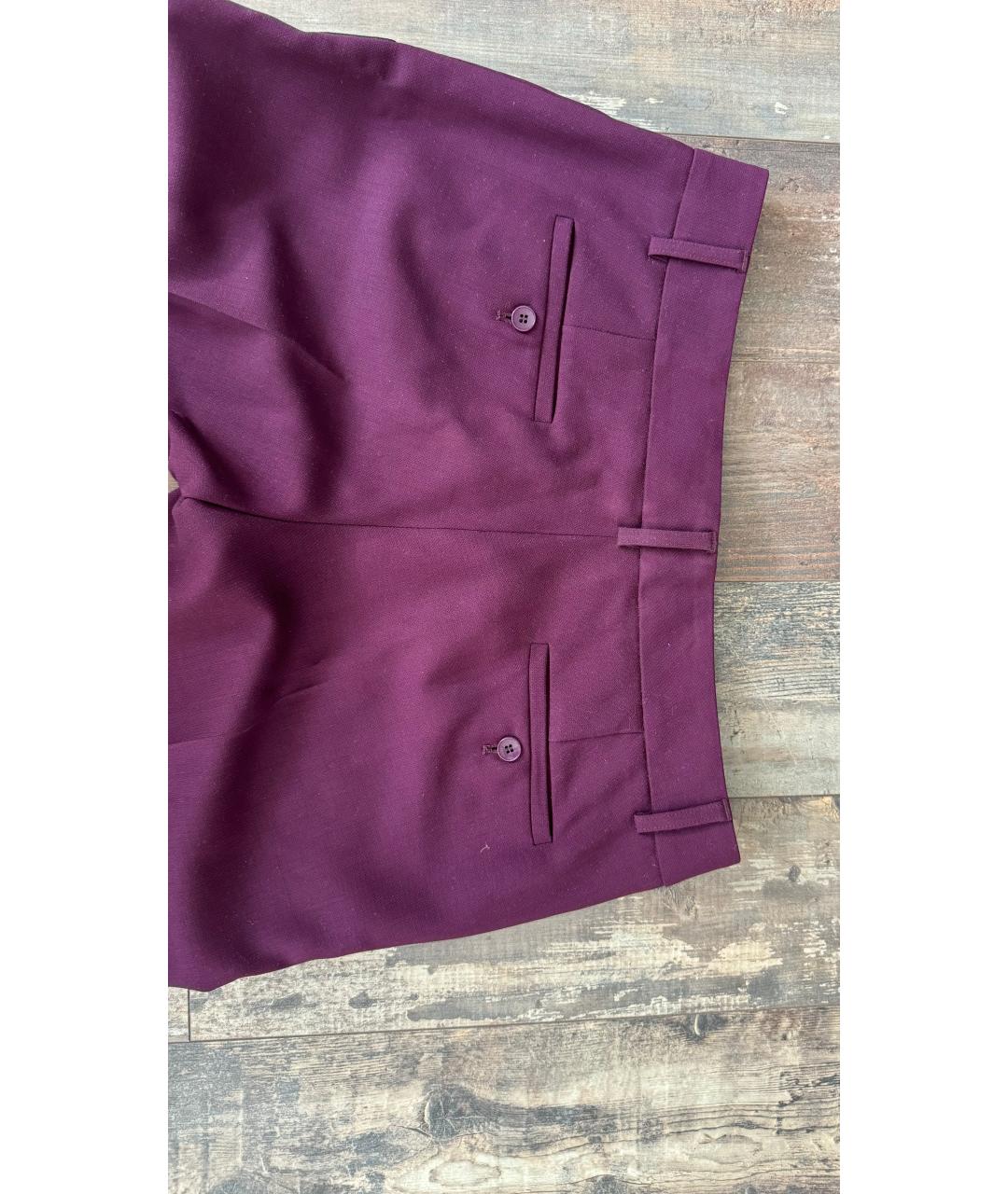 ETRO Бордовые шерстяные прямые брюки, фото 4