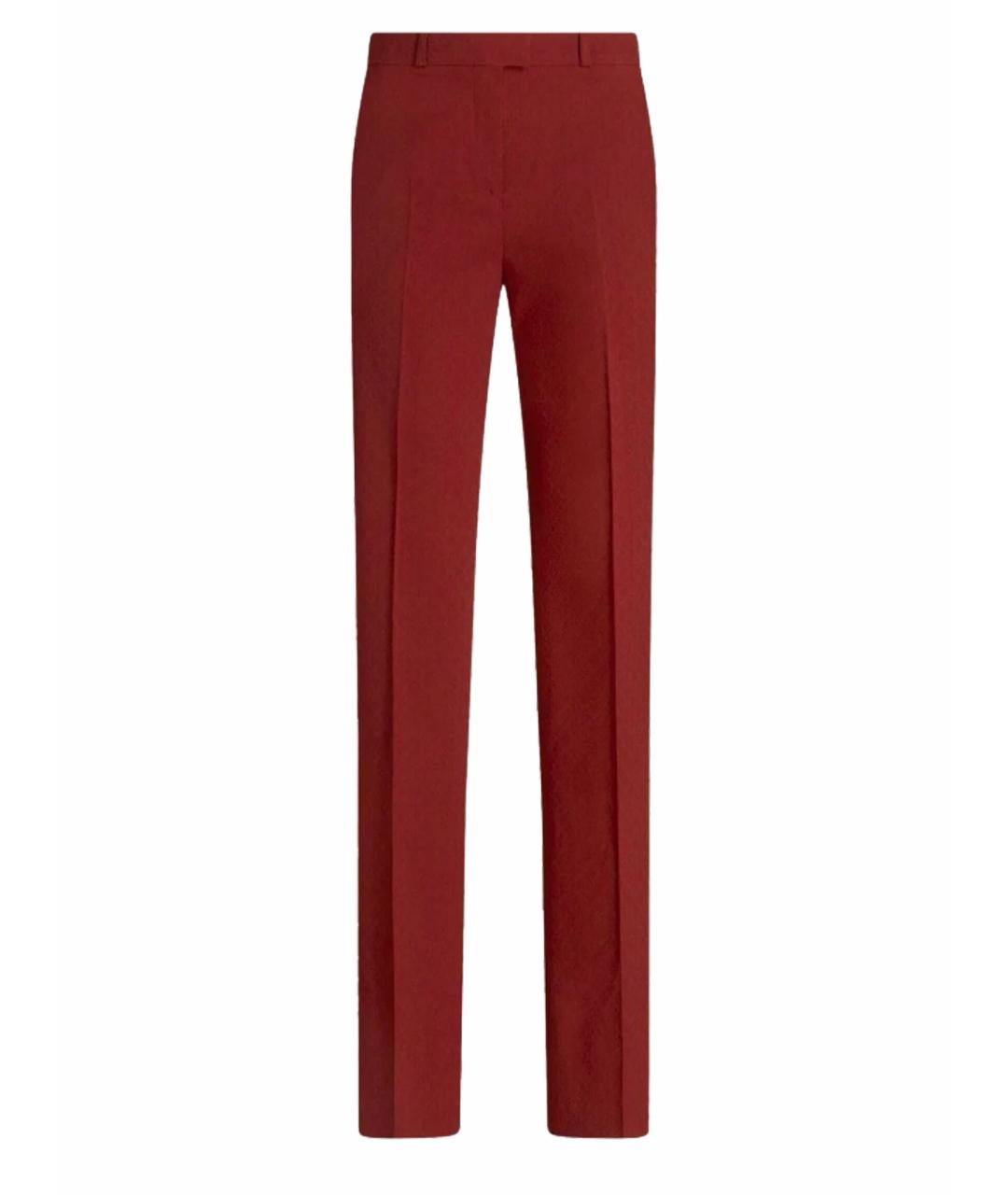 ETRO Бордовые шерстяные прямые брюки, фото 1