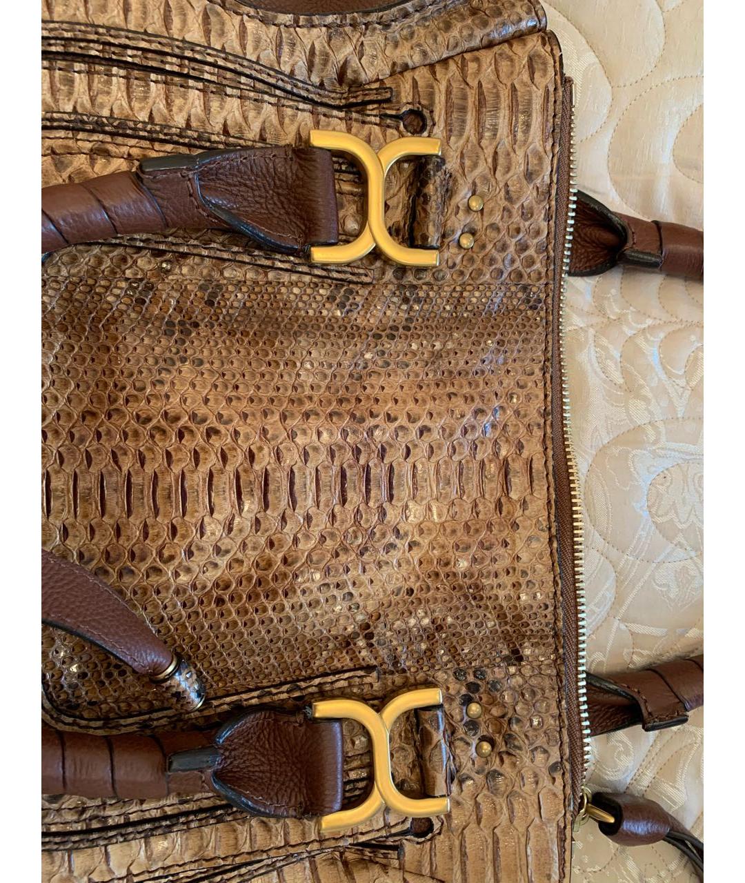CHLOE Коричневая сумка с короткими ручками из экзотической кожи, фото 3