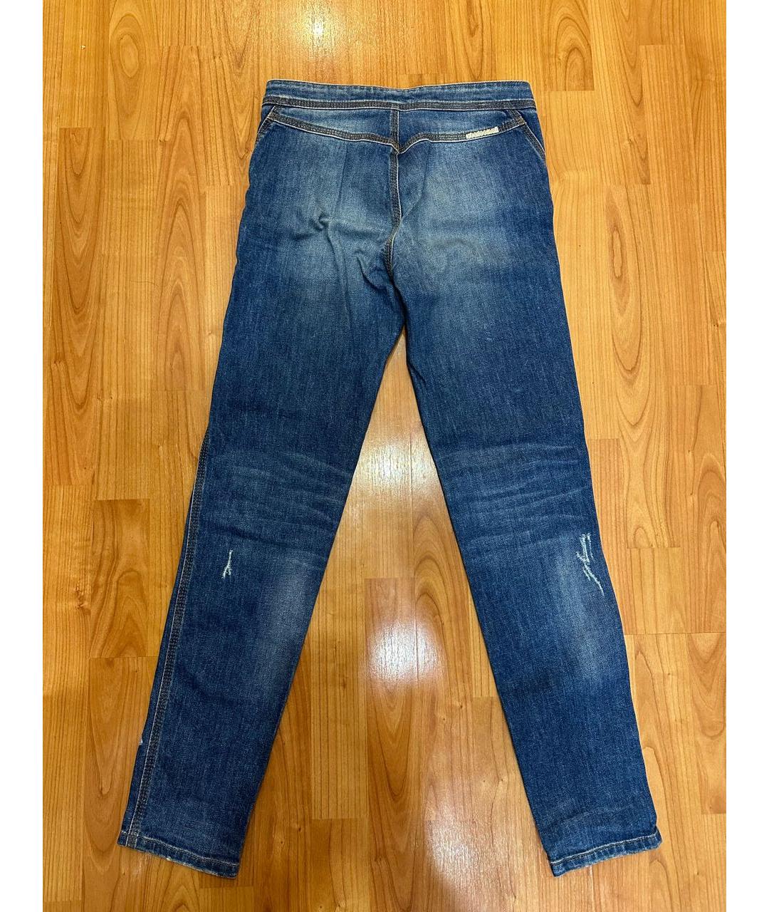 ROBERTO CAVALLI Голубые хлопко-эластановые прямые джинсы, фото 2