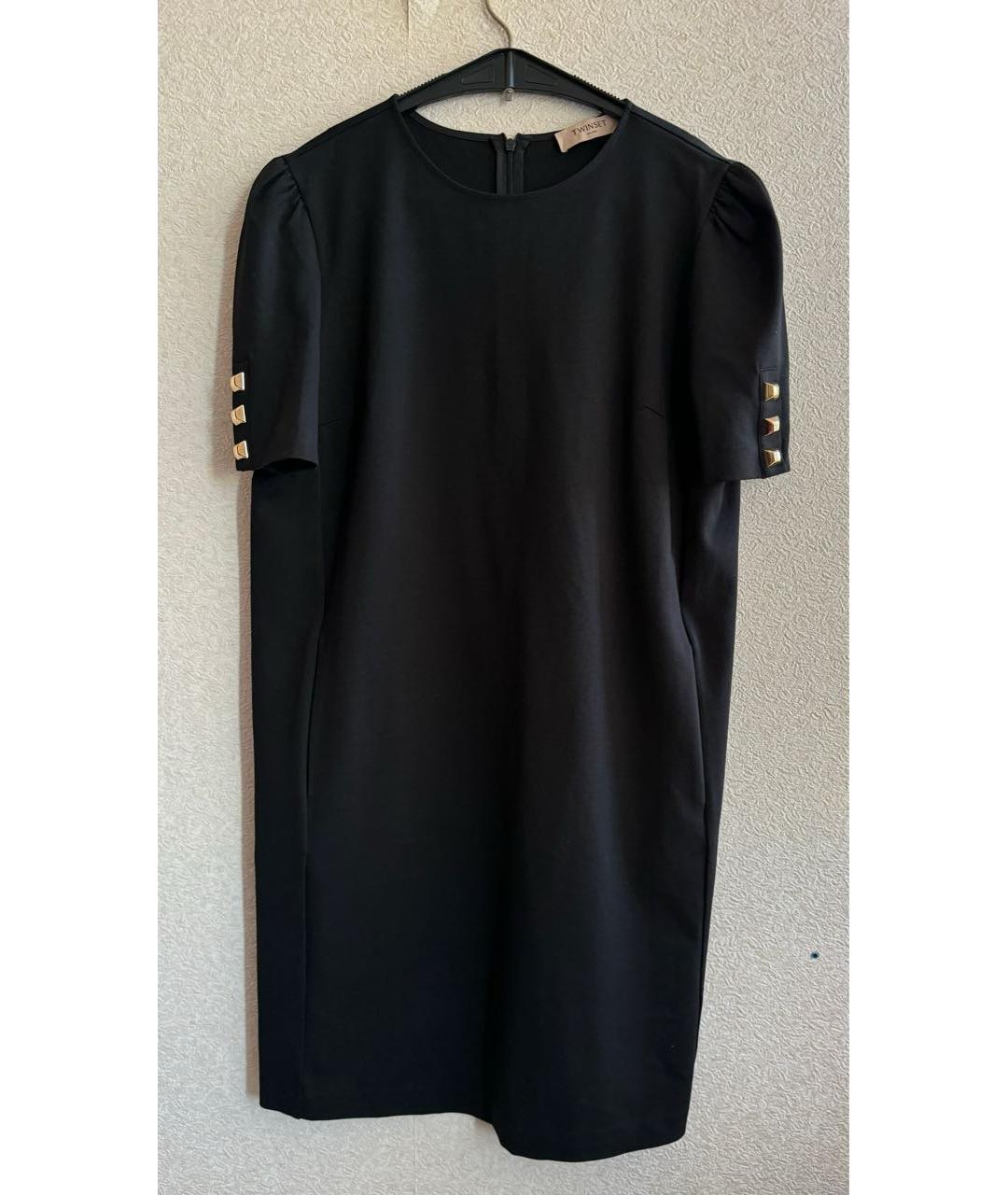 TWIN-SET Черное вискозное повседневное платье, фото 9