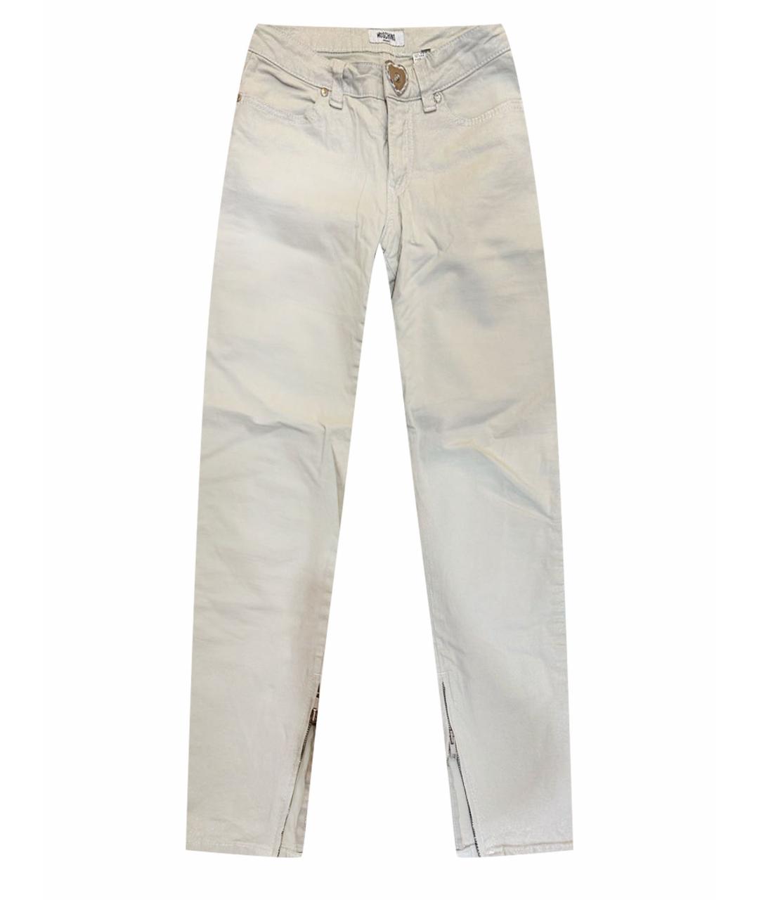 MOSCHINO Серебряные хлопко-эластановые джинсы слим, фото 1