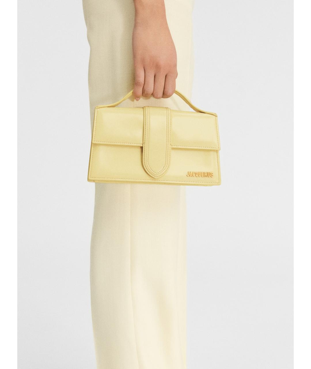 JACQUEMUS Желтая кожаная сумка через плечо, фото 4