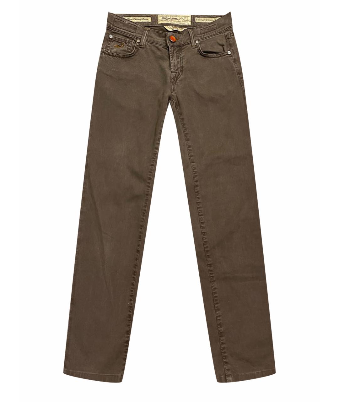 JACOB COHEN Коричневые хлопко-эластановые прямые джинсы, фото 1