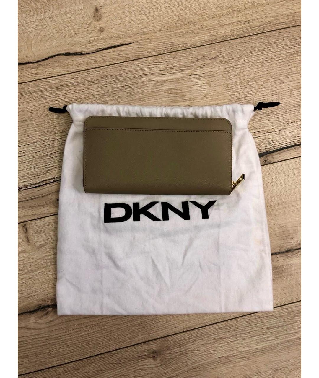 DKNY Бежевый кожаный кошелек, фото 2