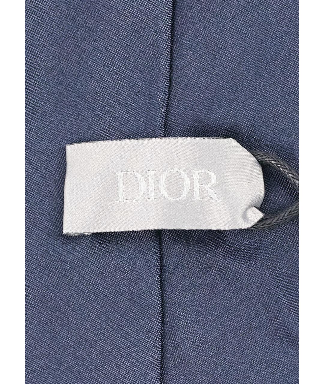 CHRISTIAN DIOR Синий шелковый галстук, фото 3