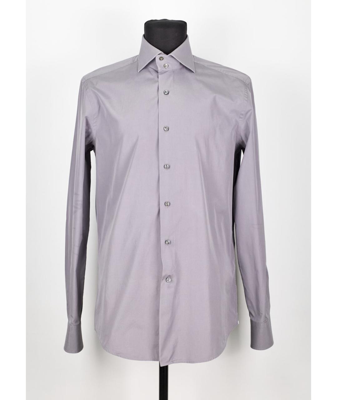 PATRICK HELLMANN Фиолетовая хлопковая классическая рубашка, фото 6