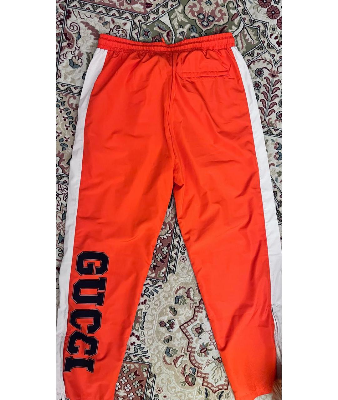 GUCCI Оранжевое полиэстеровые повседневные брюки, фото 5