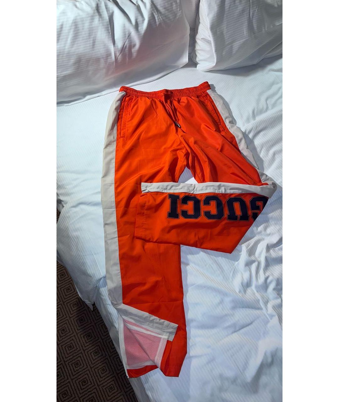 GUCCI Оранжевое полиэстеровые повседневные брюки, фото 2
