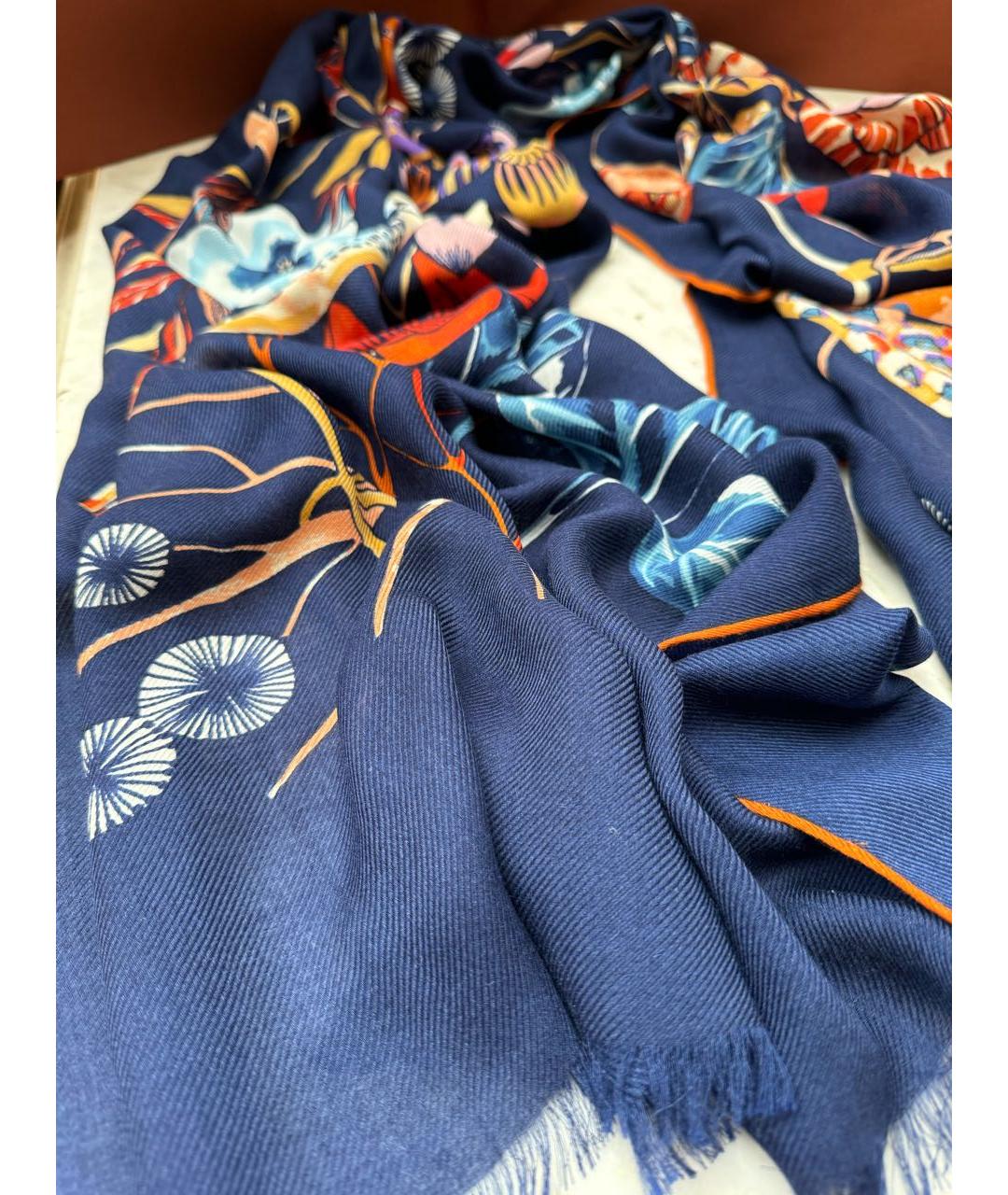 LORO PIANA Темно-синий кашемировый платок, фото 6