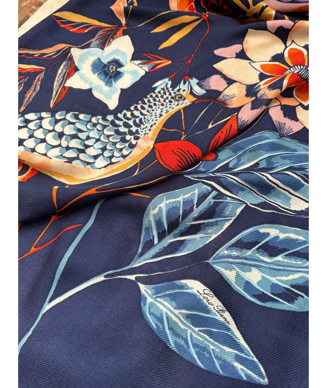 LORO PIANA Темно-синий кашемировый платок, фото 4