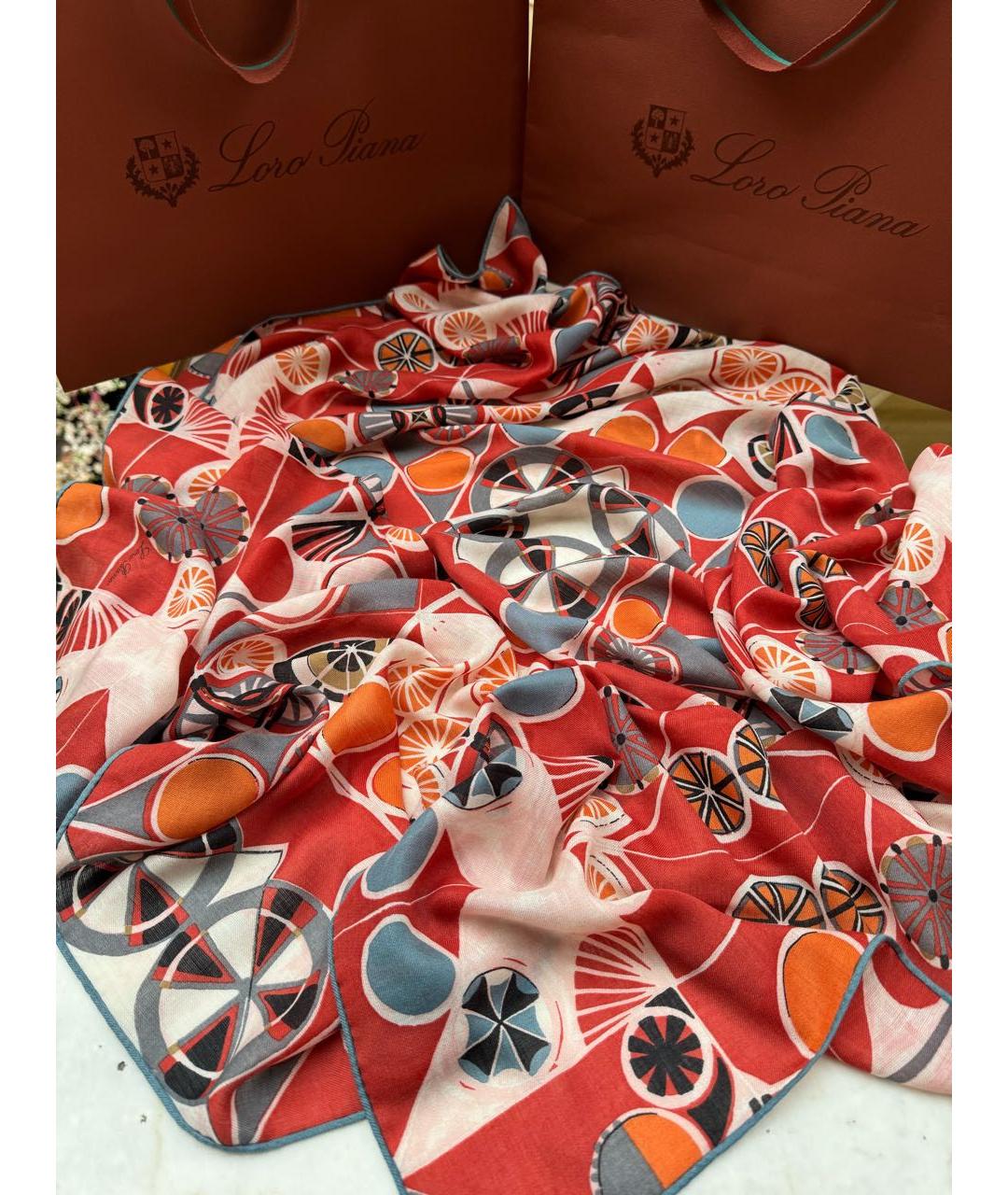 LORO PIANA Оранжевый кашемировый платок, фото 6