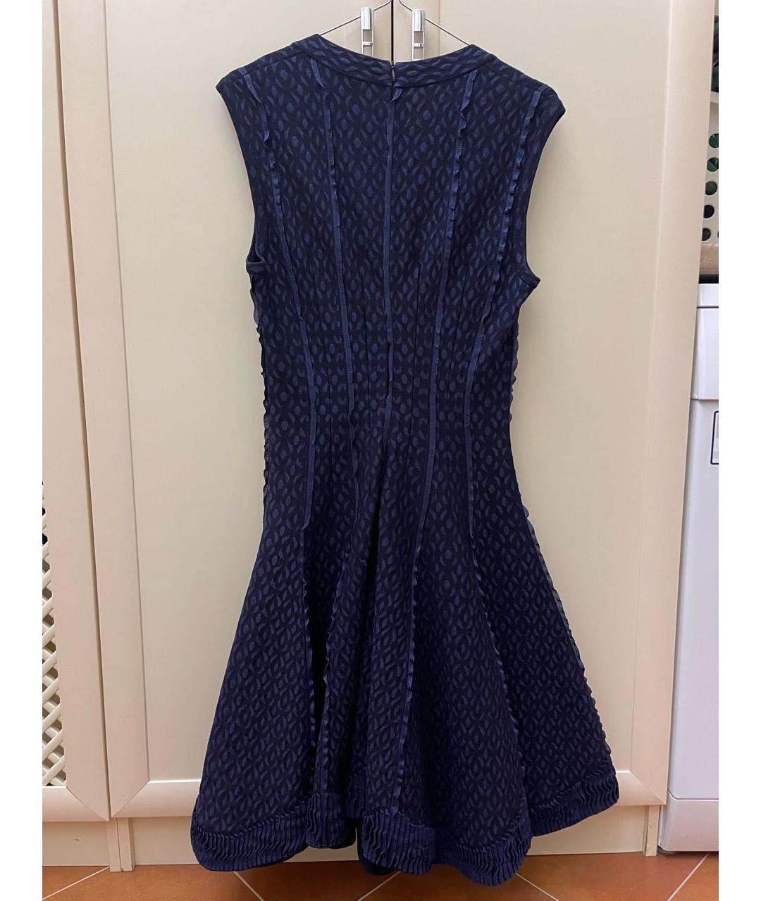 ALAIA Темно-синее шерстяное коктейльное платье, фото 2