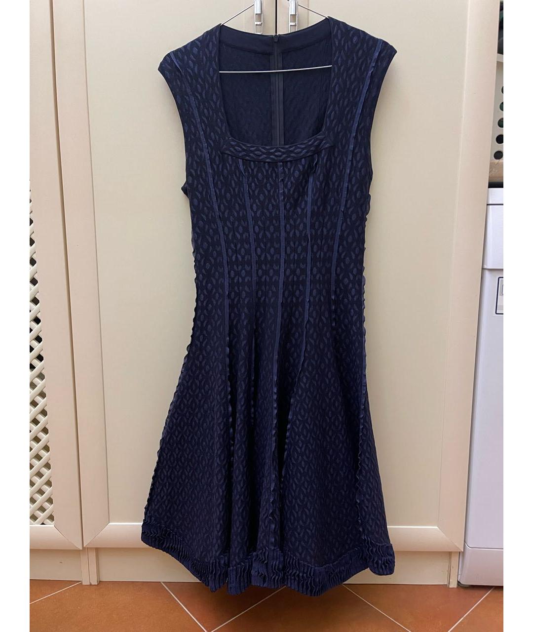 ALAIA Темно-синее шерстяное коктейльное платье, фото 4