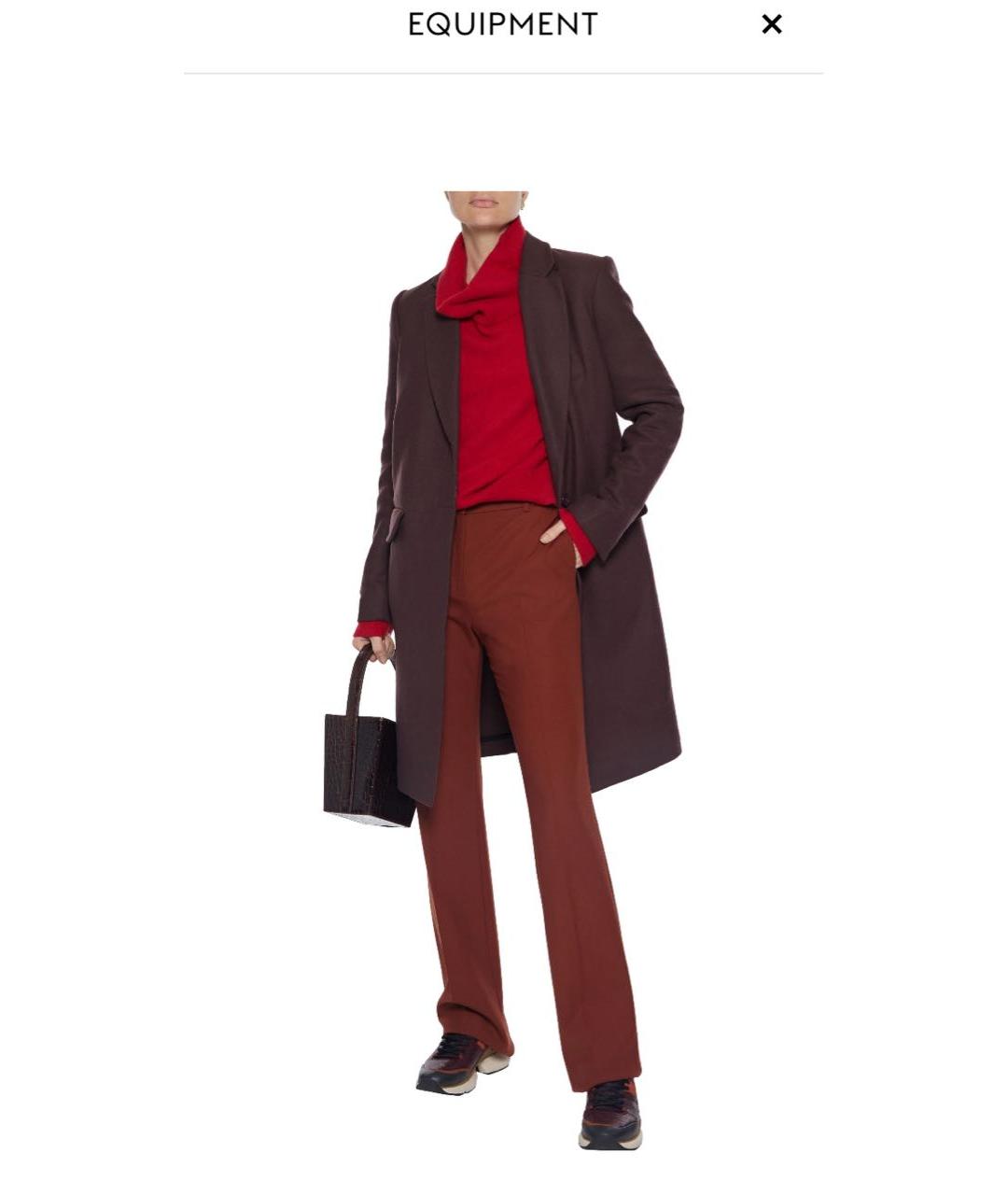 EQUIPMENT Бордовое шерстяное пальто, фото 2
